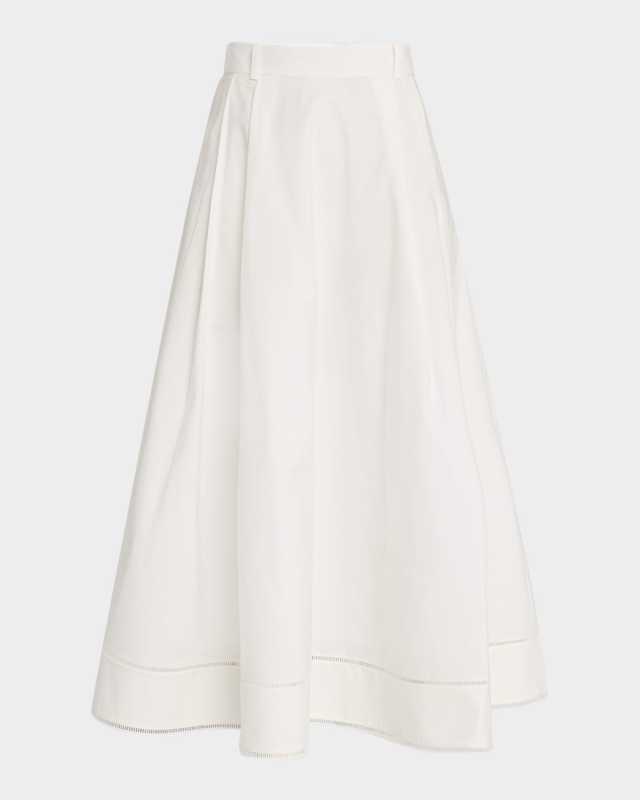 Ladder Embroidered Poplin Skirt